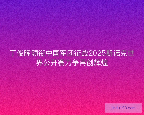 丁俊晖领衔中国军团征战2025斯诺克世界公开赛力争再创辉煌