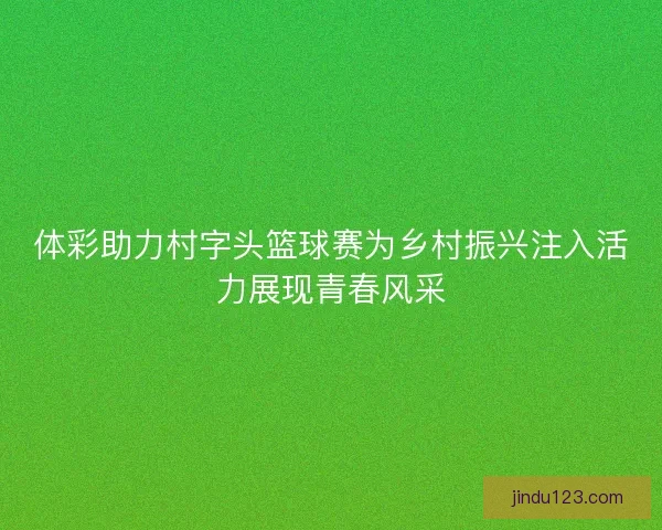 体彩助力村字头篮球赛为乡村振兴注入活力展现青春风采