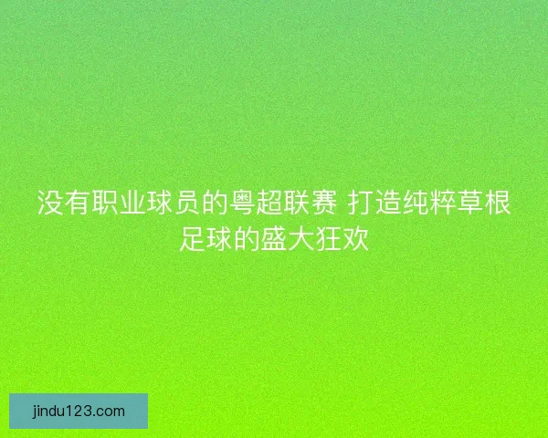 没有职业球员的粤超联赛 打造纯粹草根足球的盛大狂欢