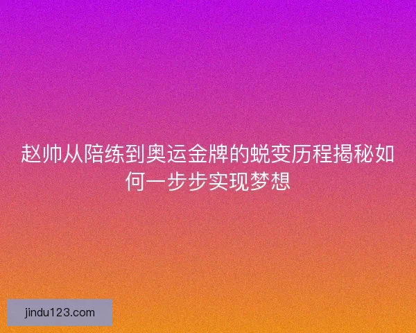 赵帅从陪练到奥运金牌的蜕变历程揭秘如何一步步实现梦想